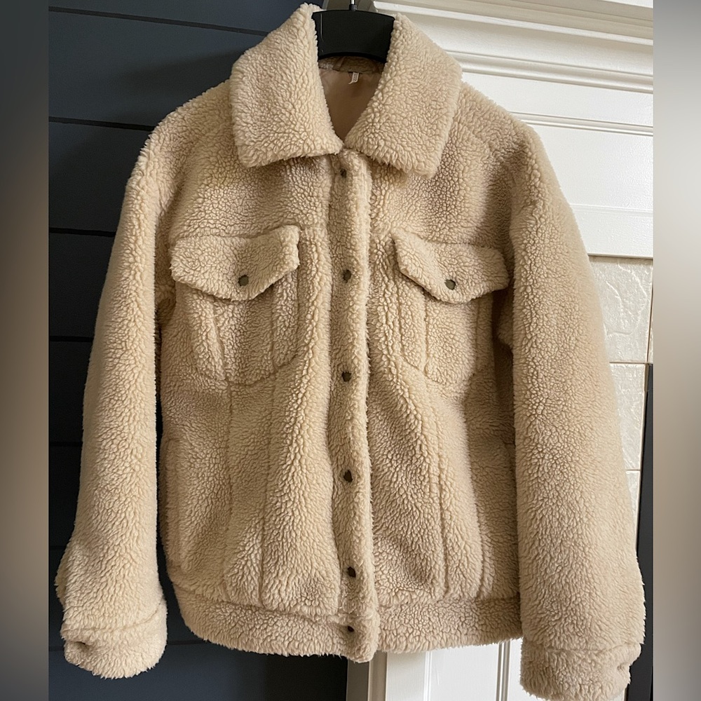 Free People Cream Sherpa Jacket